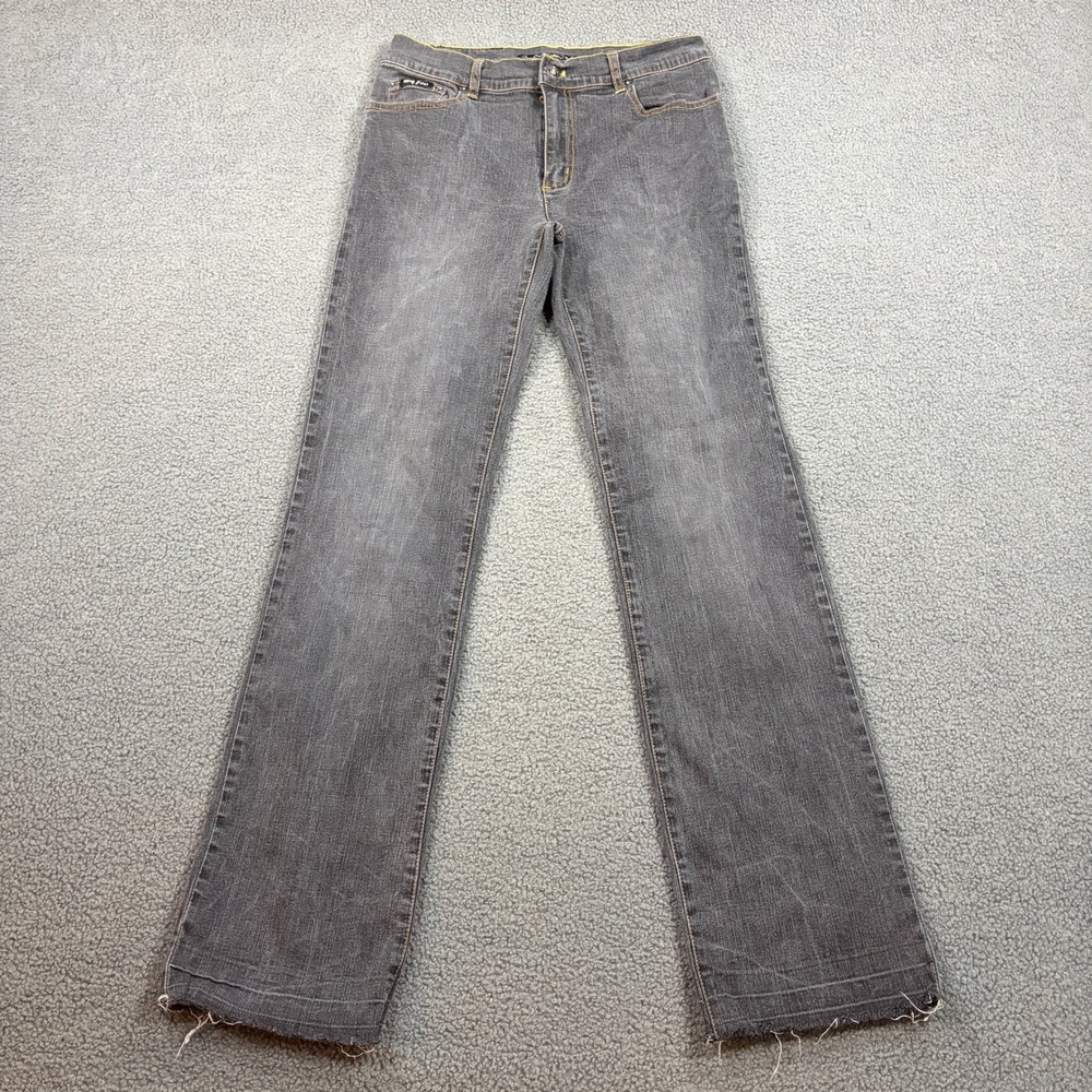 DKNY Jeans Pants Womens 6 Gray Denim Straight Leg Raw Hem Stretch Casual 8566